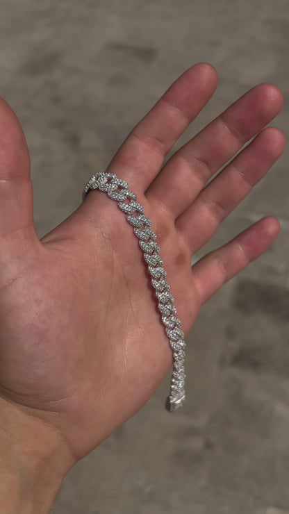 Iced Out Cuban Zincir Bileklik – 925 Ayar Gümüş Rodyum Kaplama