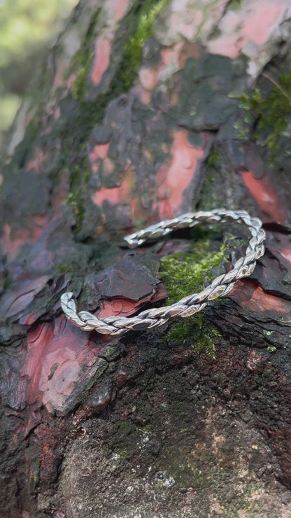 Bracelet menotte en maille fine (creux) – Argent 925