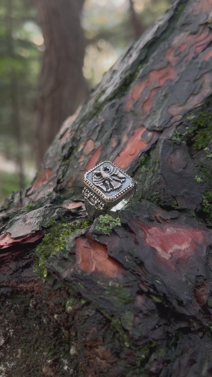 Çift Başlı Kartal Yüzük – 925 Ayar Gümüş