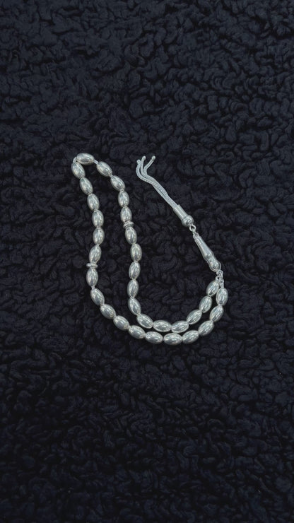 Zincirli Oval Tesbih – 925 Ayar Gümüş