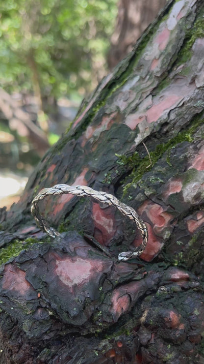 Bracelet jonc tressé (creux) – Argent sterling 925