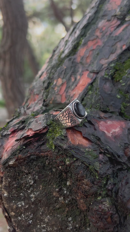 Siyah Onyx Yüzük – 925 Ayar Gümüş