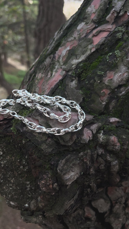 Oval Link Paperclip Chain Necklace – 925 Sterling Silver