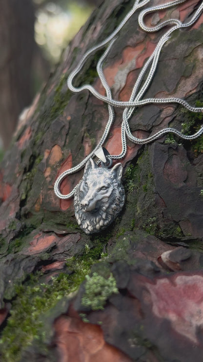 3 Boyutlu Kurt Kolye – 925 Ayar Gümüş